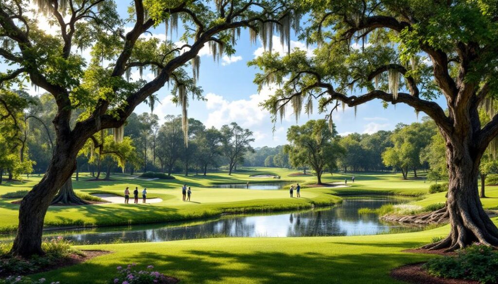 A picturesque golf course surrounded by nature, exemplifying the peacefulness of the best golf courses in Wekiva Springs.