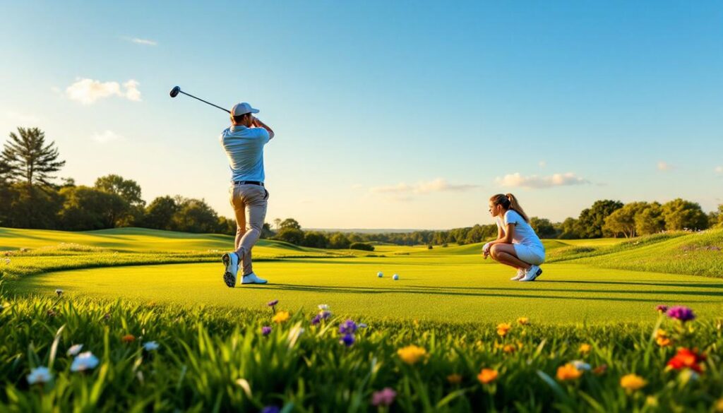 A pristine course with a well-maintained green and sand traps, representing the best golf courses in Maitland.