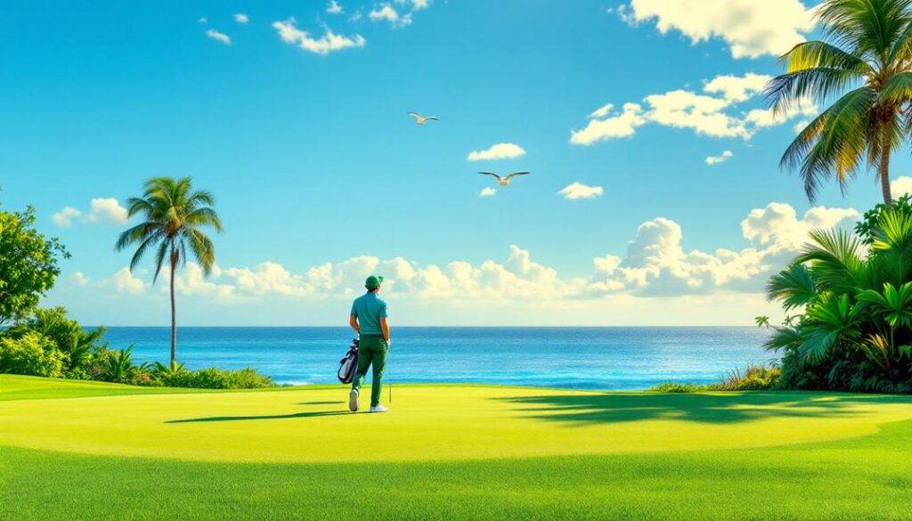 Lush greenery and ocean views create a stunning backdrop for one of the best golf courses in Siesta Key.