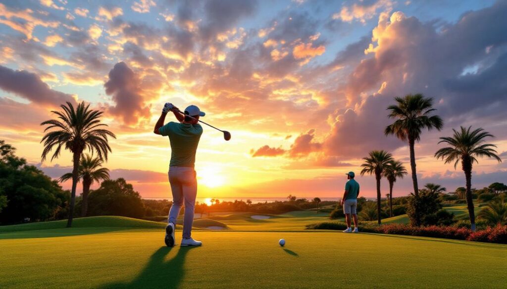 Palm Coast offers pristine greens under the golden sunset, living up to its reputation as home to the best golf courses in Palm Coast.