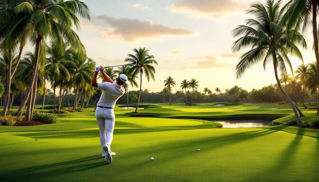 Tall palm trees and a serene ambiance define this as one of the best golf courses in Port St. Lucie.