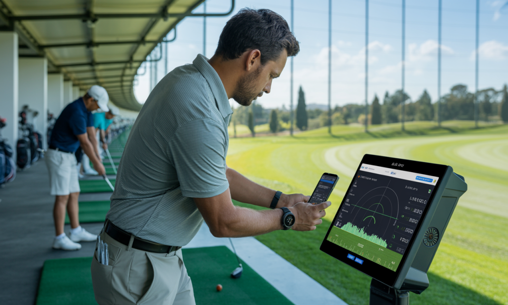 A golfer uses mobile and launch monitor data—key technology to improve your golf game.
